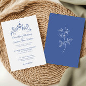 Elegante  Romance Dusty Blue Floral Wedding Kaart