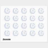 Elegante  Romance Dusty Blue Floral Wedding Ronde Sticker (Vel)
