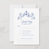 Elegante  Romance Dusty Blue Floral Wedding RSVP Kaartje (Voorkant)