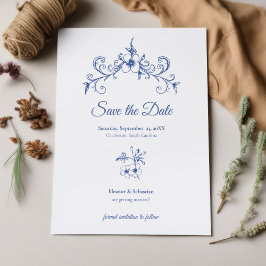 Elegante Romance Dusty Blue Floral Wedding Save The Date