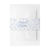 Elegante  Romance Dusty Blue Floral Wedding Uitnodigingen Wikkel (Voorkant Voorbeeld)
