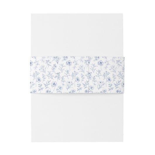 Elegante  Romance Dusty Blue Floral Wedding Uitnodigingen Wikkel (Achterkant Voorbeeld)