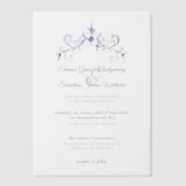 Elegante  Romance Dusty Blue Floral Wedding Vellum Uitnodigingen (Voorkant)