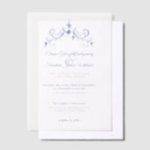 Elegante  Romance Dusty Blue Floral Wedding Vellum Uitnodigingen (Offset)