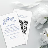 Elegante  Romance Dusty Blue QR Code Wedding Informatiekaartje