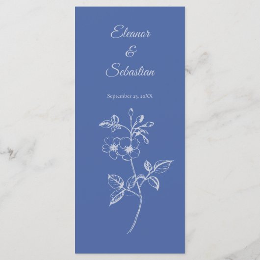 Elegante  Romance Dusty Blue Wedding Menu (Achterkant)