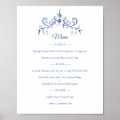 Elegante  Romance Dusty Blue Wedding Menu Poster (Voorkant)
