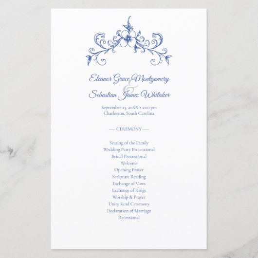 Elegante  Romance Dusty Blue Wedding Program (Voorkant)