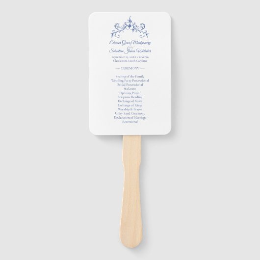 Elegante  Romance Dusty Blue Wedding Program Handwaaier (Voorkant)
