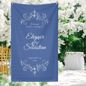 Elegante  Romance Dusty Blue Wedding Welkom Spandoek