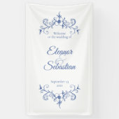 Elegante  Romance Dusty Blue Wedding Welkom Spandoek (Verticaal)