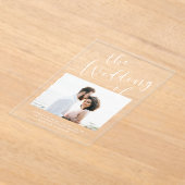 Elegante Romance | Minimalistische foto bruiloft Acryl Uitnodigingen (Laagn)