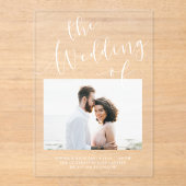 Elegante Romance | Minimalistische foto bruiloft Acryl Uitnodigingen (Voorkant)