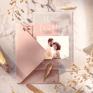 Elegante Romance Minimalistische foto bruiloft Acryl Uitnodigingen