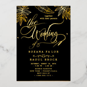 Elegante Romance   Roos Gold Foil Wedding Folie Uitnodiging