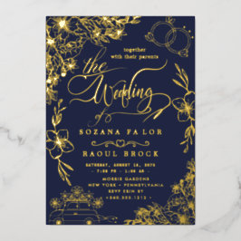 Elegante Romance | Roos Gold Foil Wedding Folie Uitnodiging