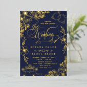 Elegante Romance | Roos Gold Foil Wedding Folie Uitnodiging (Staand Voorkant)