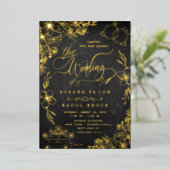 Elegante Romance | Roos Gold Foil Wedding Folie Uitnodiging (Staand Voorkant)