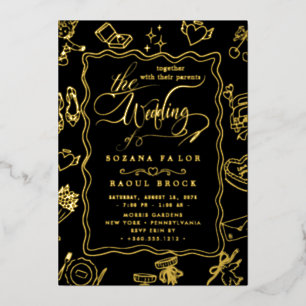 Elegante Romance   Roos Gold Foil Wedding Folie Uitnodiging