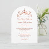 Elegante  Romance Terracotta Floral Wedding Kaart (Staand voorkant)