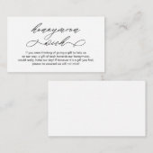 Elegante Romantisch, Huwelijksreis Fonds of Wensen Informatiekaartje (Voorkant / Achterkant)