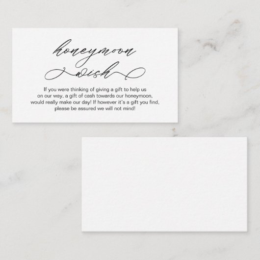 Elegante Romantisch, Huwelijksreis Fonds of Wensen Informatiekaartje (Voorkant / Achterkant)