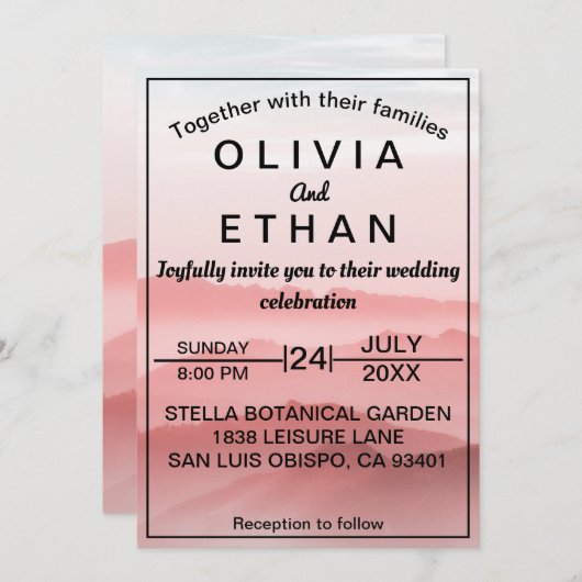 Elegante romantische Abstracte berg chique bruilof Kaart (Voorkant / Achterkant)