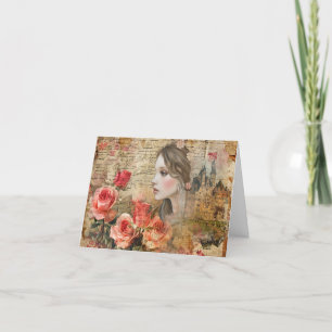 Elegante romantische Abstracte kunst Blank Note Ka Feestdagen Kaart
