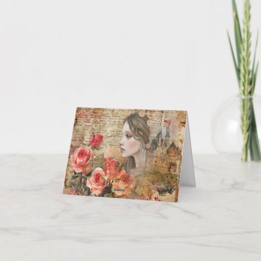 Elegante romantische Abstracte kunst Blank Note Ka Feestdagen Kaart (Achterkant)