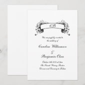 Elegante romantische banner zwart-wit bruiloft kaart (Voorkant / Achterkant)