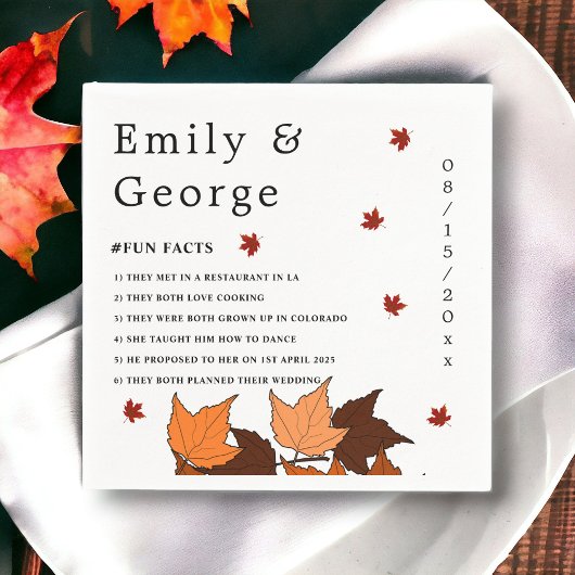 Elegante romantische bladeren Herfst leuke feiten  Servet