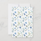 Elegante romantische blauwe bloemenkrans rustieke  RSVP kaartje (Achterkant)