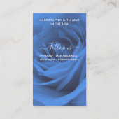 Elegante romantische blauwe roos oorbellen display visitekaartje (Achterkant)