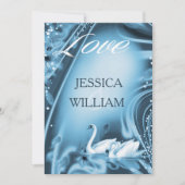 Elegante romantische blauwe zwaan liefde bruiloft  kaart (Voorkant)