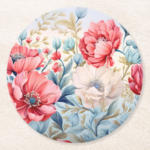 Elegante Romantische Bloem Botanische Tuin Ronde Kartonnen Onderzetter