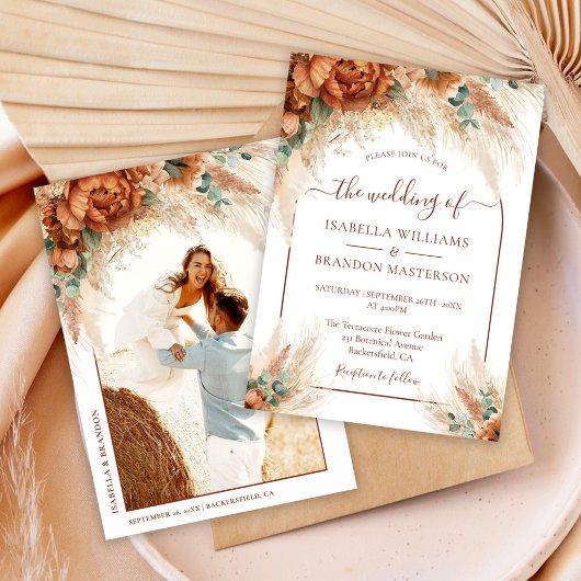 Elegante Romantische Bloem Calligrafie Boho Bruilo Kaart