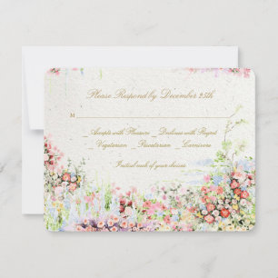 elegante romantische bloem rivier kasteel bruiloft RSVP kaartje
