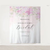 Elegante Romantische Bloem Roze Wandkleed (Voorkant)