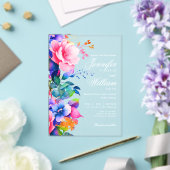 Elegante romantische bloemen bruiloft script regen acryl uitnodigingen (Insitu (Huwelijk))