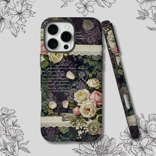 Elegante romantische bloemen & kant Ephemera Case-Mate iPhone Case