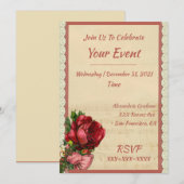  Elegante Romantische Bloemen Roos Kant Trim Kaart (Voorkant / Achterkant)