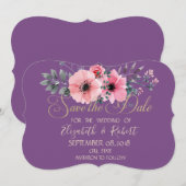 Elegante Romantische Bloemen Save The Date (Voorkant / Achterkant)