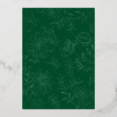 Elegante romantische bloemen smaragd groen bruilof folie uitnodiging (Achterkant)