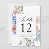 Elegante Romantische Bloemen Trouwtafel Kaart (Voorkant)