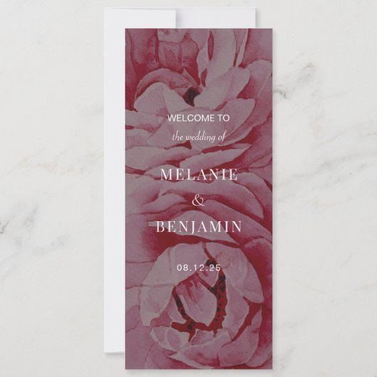 Elegante Romantische Bloemen Trouwtafel Menu Kaart (Achterkant)