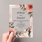 Elegante romantische bloemenbruid en bruidegom bru acryl uitnodigingen (Insitu (Draagbaar))