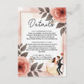 Elegante romantische bloemenbruid en bruidegom bru informatiekaartje (Voorkant)