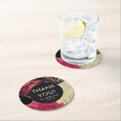 Elegante romantische bloemenbruiloft dank u ronde kartonnen onderzetter (Insitu)