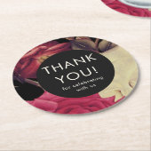 Elegante romantische bloemenbruiloft dank u ronde kartonnen onderzetter (Gebogen)