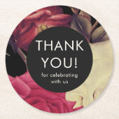 Elegante romantische bloemenbruiloft dank u ronde kartonnen onderzetter (Voorkant)